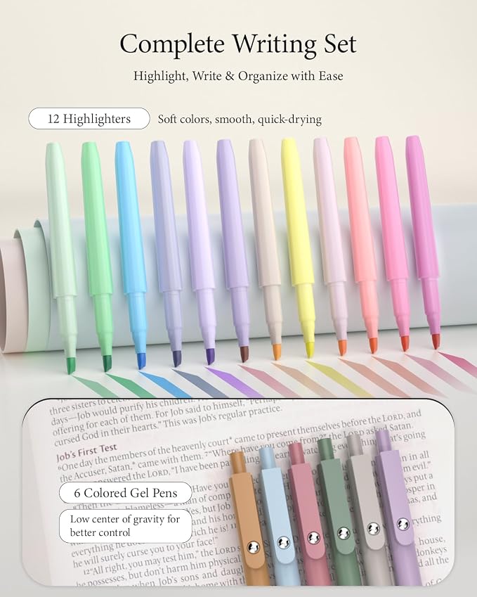 BellaHold Bible Cover Case for Women, Large Bible Bag with Detachable Strap & Bible Study Supplies, 12 Highlighters, 6 Colored Gel Pens & 75 Bible Tabs, Christian Gifts for Women (Beige Wheat Grass)
