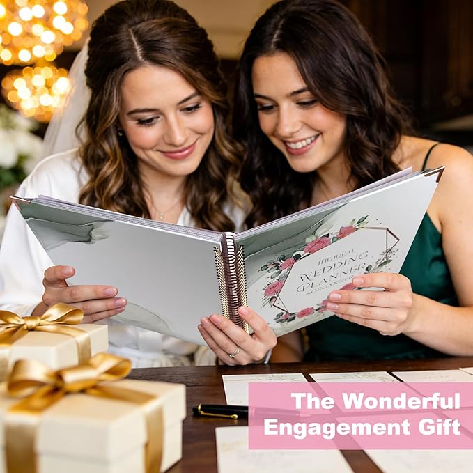 Wedding Planner Book and Organizer for Bride, 88 Pages Wedding Planning Binder & 2 Pages of Stickers, Engagement Unique Gifts for Couples, Wedding Planners Essentials, Easy Bridal Planning