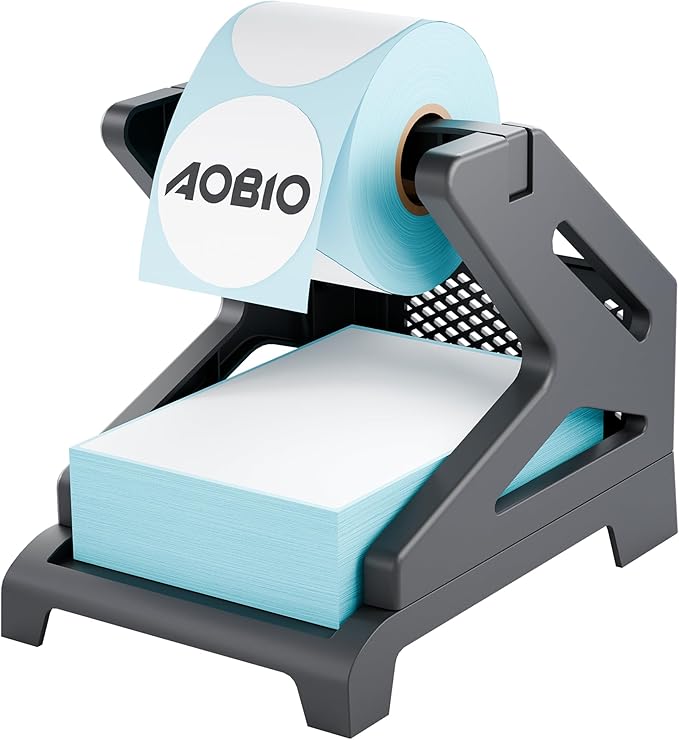 Label Holder, Compatible with Rolls and Fan-Fold Labels, Label Holder for Desktop Shipping Label Printer (Black)