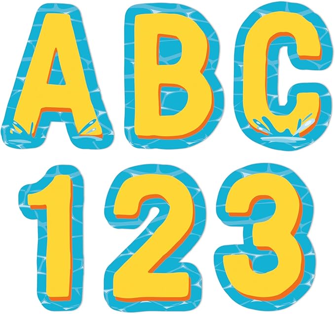 Eureka Seas The Day Letter, Number, Punctuation Mark, and Symbol Classroom Decorations for Teachers, 4" H, 182 Pieces, Blue