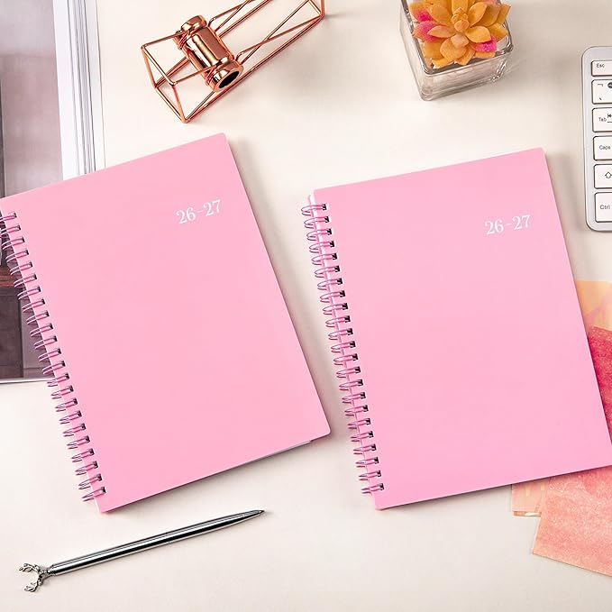 Planner 2026-2027- 2026-2027 planner weekly and monthly, Jul. 2026 - Jun. 2027, 6.25" x 8.3", Flexible Cover, A5 Thick Paper, Twin-Wire Binding - Pink