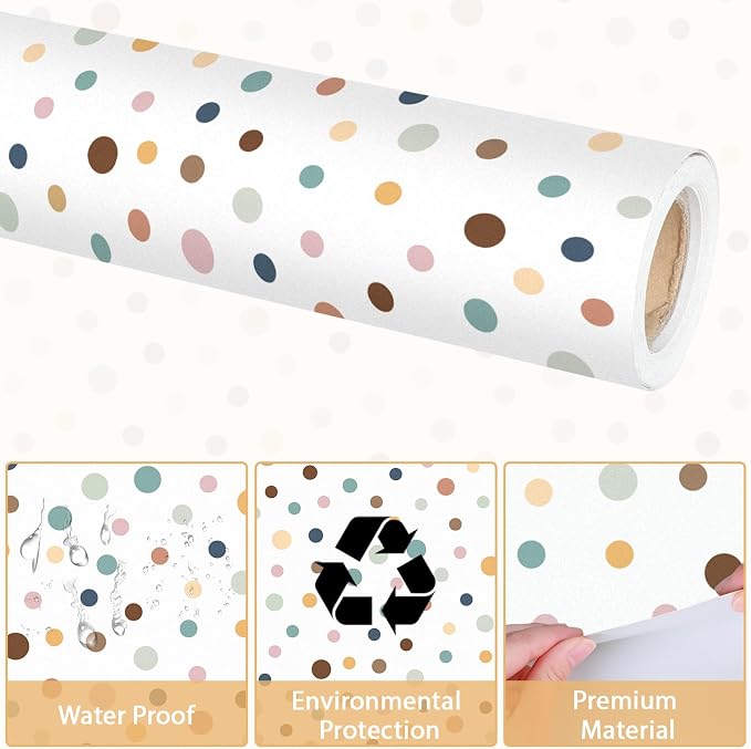 Qyeahkj Boho Dot Bulletin Board Paper Roll Boho Polka Dot Bulletin Board Background Paper Fade Resistant Classroom Decoration Poster Art Craft Home Wall Education Decor Supplies 17.7in x 20ft