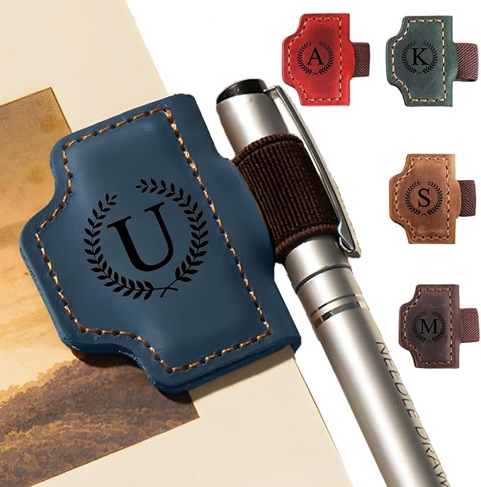MOTEERLLU Custom Magnetic Bookmarks for Women Men, Leather Book Marker Gifts for Book Lovers, Readers, Teachers, Mom, Personalized Initial Bookmark Holder Page Marker for Reading