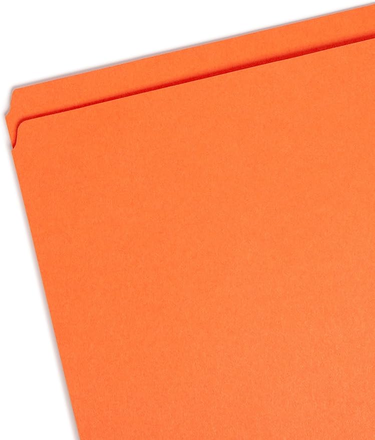 Smead File Folder, Reinforced Straight-Cut Tab, Letter Size, Orange, 100 per Box (12510)