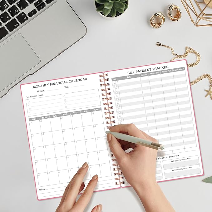 Bill Organizer - Monthly Bill Payment for Personal Budgeting Financial, Payments Checklist Organizer, 5.8" x 8.5", Pink