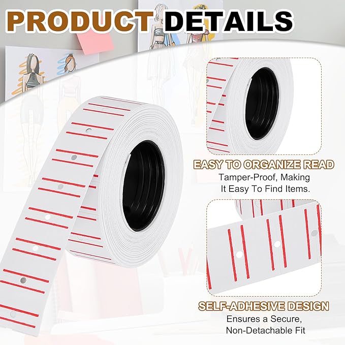 PATIKIL Pricing Labels, 10 Rolls 8000 Price Price Gun Labels Self-Adhesive Rectangular Puzzle Shape Marker Tag Stickers for Date Gun, White-Red