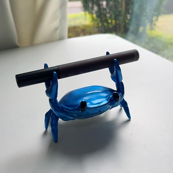1Pcs Weightlifting Crab Pen Holder Funny Crab Pen Holder for Storage Office Desk Display Decorations (Blue)