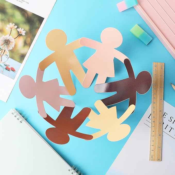 Geyee 54 Pcs Paper Cutouts for Crafts Blank Multicultural People Cut Outs for Bulletin Board Person Cardstock for Art Supplies Craft Project Home Decoration