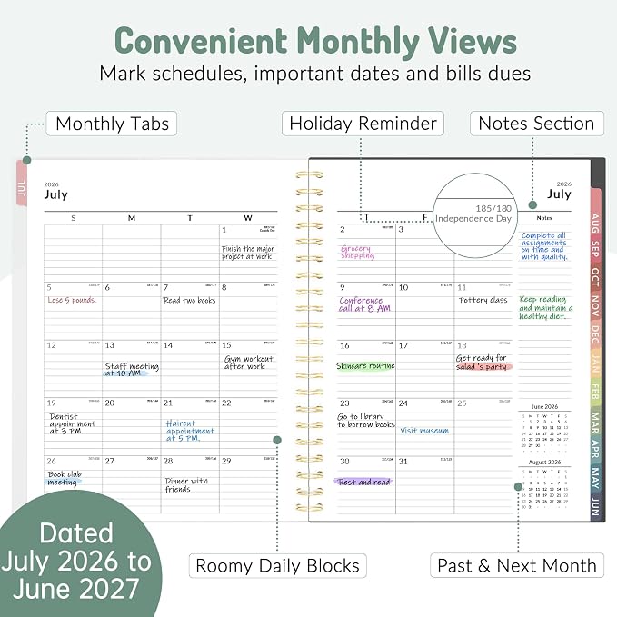 Forvencer Appointment Book Planner 2026-2027, Daily Weekly Monthly Calendar Planner (Jul 2026-Jun 2027), 8.5"X11" Hourly Agenda with 15-Min Slots, Flexible Cover Office School Organizer, A4, Green