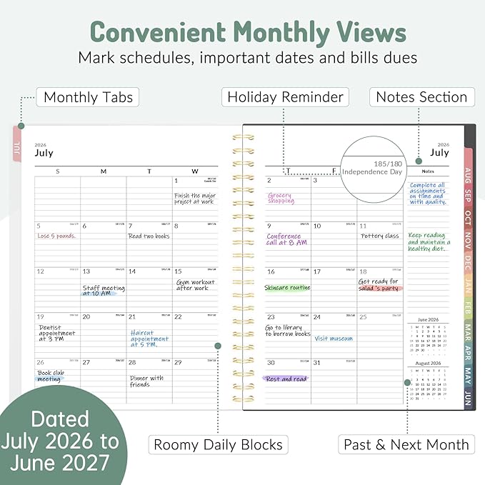 Forvencer Appointment Book Planner 2026-2027, Daily Weekly Monthly Calendar Planner (Jul 2026-Jun 2027), 8.5"X11" Hourly Agenda with 15-Min Slots, Flexible Cover Office School Organizer, A4, Black