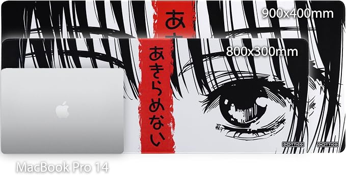 XL (31.5×11.8 in) Manga Eyes Gaming Mouse Pad – Japanese Minimalist Desk Mat with Kanji & Bold Art – Non-Slip, Water-Resistant Surface, Stitched Edges – Anime Red