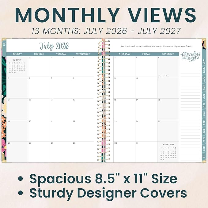 bloom daily planners HARDCOVER Planner 2026-2027 (8.5" x 11") Academic Year (July 2026 - July 2027) - 13 Months Task Goal Planner for Women - Monthly & Weekly Agenda Book - Blooming Wildly