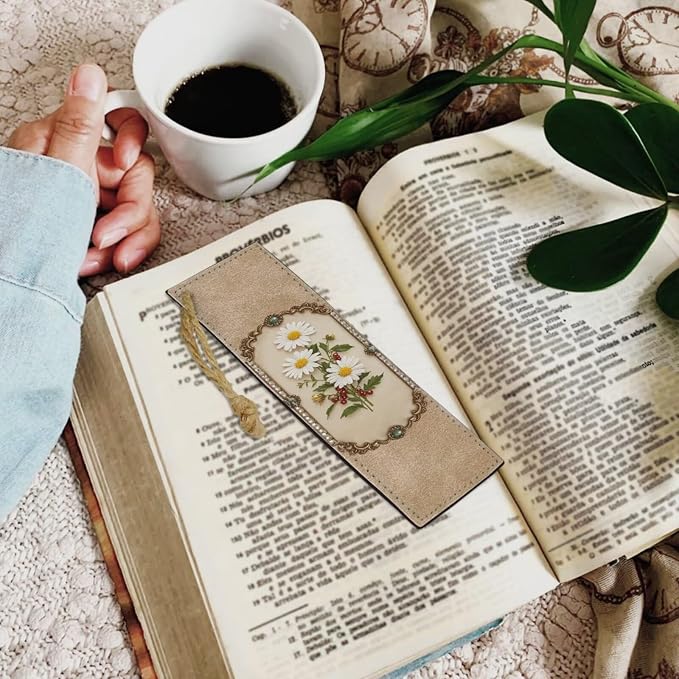 Vintage Elegant Style Flower Bible Case with Bookmark Waterproof Bible Cover Case for Women Lightweight Bible Bag with Handle Pockets Church Book Bag Brown