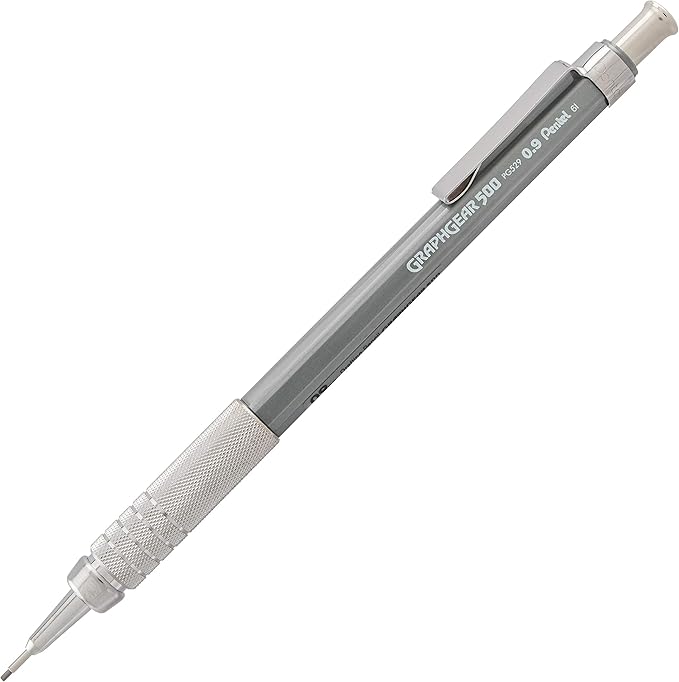 Pentel Graph Gear 500 Automatic Drafting Pencil, 0.9mm, Gray Barrel, 1 Pack (PG529BP)