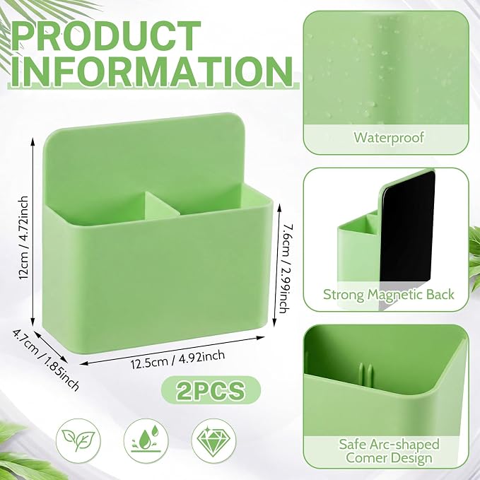 2 Pcs Magnetic Dry Erase Marker Holder Magnetic Pen Holder for Whiteboard Magnet Pencil Storage Organizer for Office Refrigerator Locker Classroom Organization Metal Cabinets (Green)