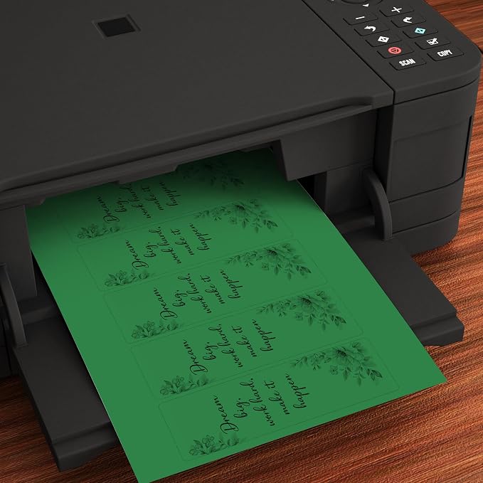 Printable Bookmarks - Blank Bookmark Printing Paper for Inkjet & Laser Printers - 2" x 6" Perforated Bookmarks 5 per Page - 25 Sheets / 125 Book Marks (Holiday Green)