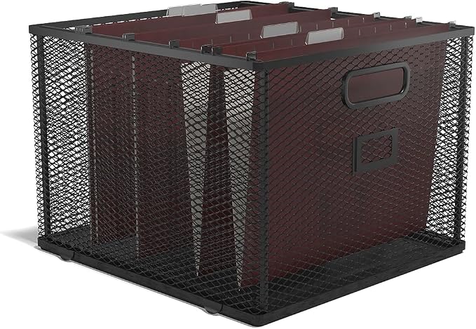 TRU RED Wire Mesh File Organizer, Matte Black – Vertical Desktop Sorter for Files, Folders & Mail