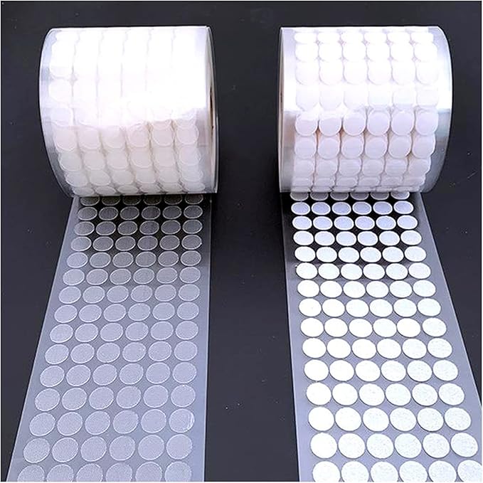 500/1000Pairs Adhesive Self Transparent Fastener Tape 15mm Nylon Hooks and Loops Strong Glue Magic Tape Sticker(White 500pairs,15mm)