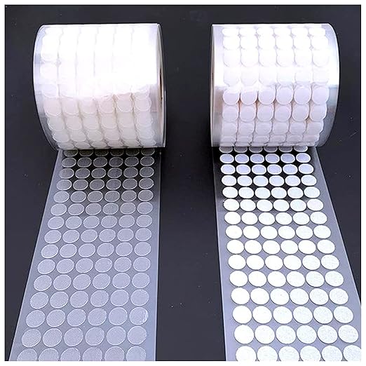 500/1000Pairs Adhesive Self Transparent Fastener Tape 15mm Nylon Hooks and Loops Strong Glue Magic Tape Sticker(White 500pairs,25mm)