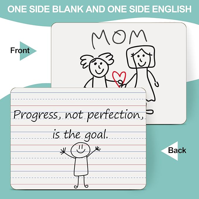 30 Pack Small White Boards, 9"x12" Double Sided Personal Dry Erase Boards Portable Handheld Whiteboards with Lines for Kids, Students, Teacher School, Include 30 Markers, 30 Erasers