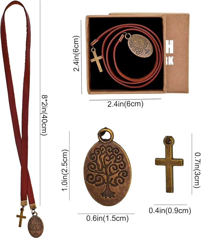 BLBMH Genuine Leather Bible Bookmark | Tree of Life Cross with Ribbon | Christian Gifts for Women Men Book Lovers Mom -LB1