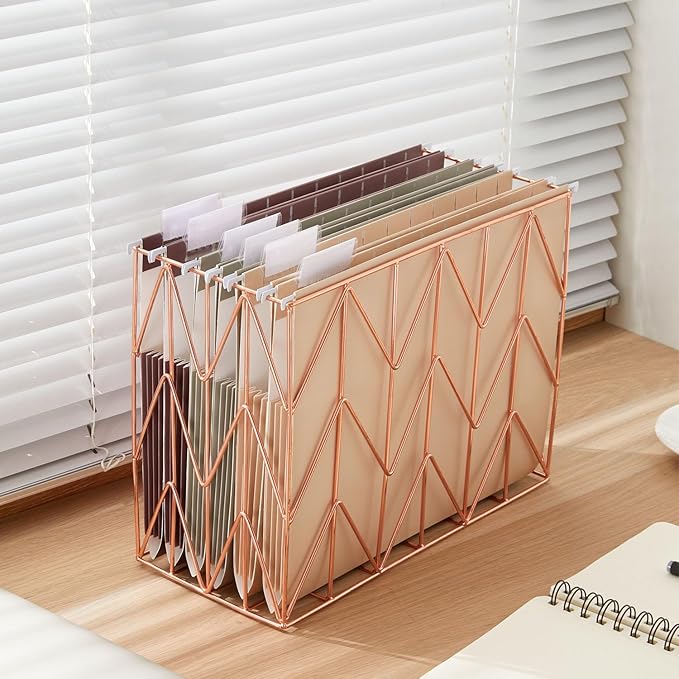 6 Pack Extra Capacity Hanging File Folders Letter Size, Reinforced Expandable Folders with 1/5-Cut Tabs for Filing Cabinets, Durable Office & Home Organizer, Earthy Colors