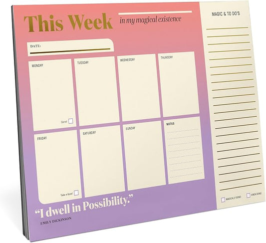 Knock Knock This Week In My Magical Existence: Inner-Truth Weekly Desktop Pad & Undated Planner for Weekly Productivity, 11 x 8.5-Inches