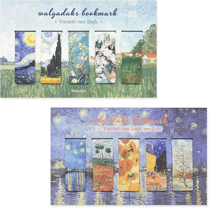 Monolike Magnetic Bookmarks Vincent Van Gogh ver.1 + ver.2, 10 Pieces