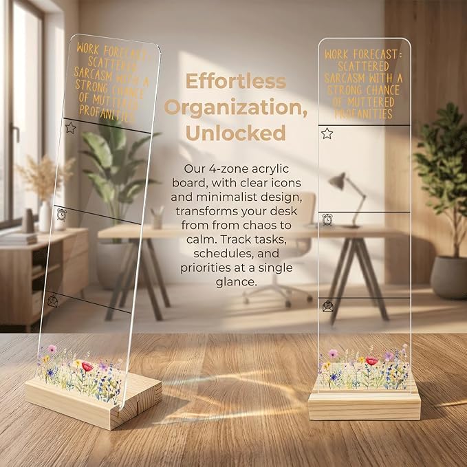 Sticky Note Holder Acrylic Monitor Memo Board Desk Organizers and Accessories Desk Decor Post It Note Holder with 200Pcs Sticky Notes Funny Office Desk Sign