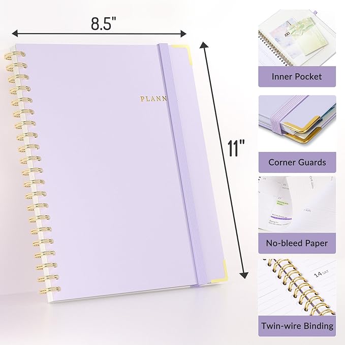 2026 Planner, Forvencer Calendar Planner Weekly and Monthly, Jan 2026-Dec 2026, 8.5" X 11", Hardcover Agenda Book, Daily Journal Organizer with Inner Pocket, Notebook for Office School, A4, Navy Blue