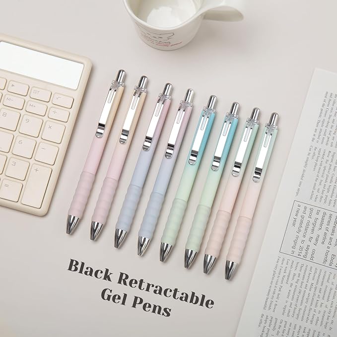 Aisibeiger Gel Pens Fine Point 0.7mm Black Ink Gel Pen Retractable Cute Pens for Smooth Writing School Office Supplies, Pack of 18