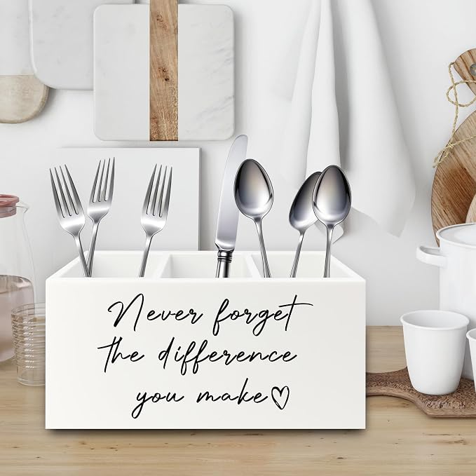 Difference Maker Gift Pen Pencil Holder Organizer for Desk, Thank You Gifts for Teachers Coworkers, Never Forget the Difference You Make Wooden Box Sign for Office Desk Tabletop Decorations