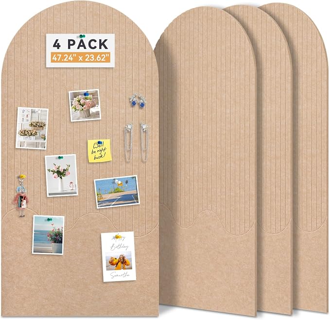 Large Felt Bulletin Board with Self-Adhesive Tape, 96"x48", Cork Board Alternative for Wall, 4-Pack Pin Board Picture Board for Home Office Studio Decor, Includes 120 Pushpins