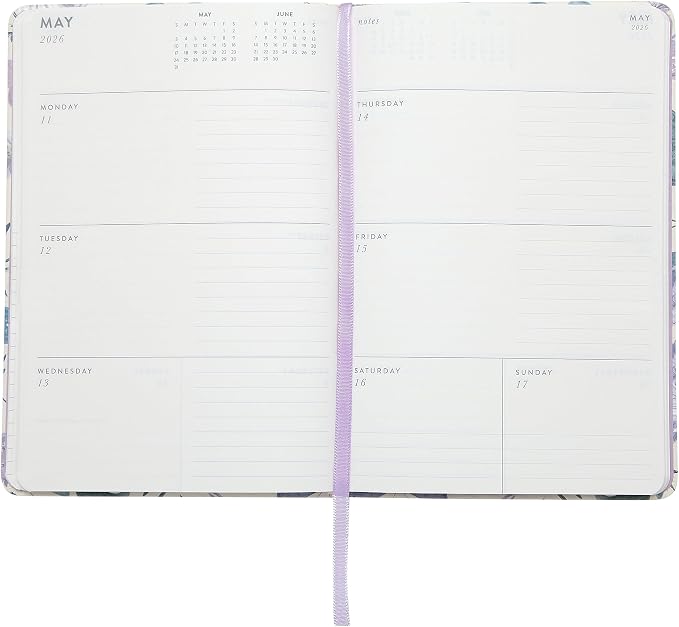 WORLD TRAVELER 2026 Planner - 6x8 Inch Weekly and Monthly Calendar Planner Agenda Book with Bookmark & Ribbon for School and Office, Size 6X8, Purple