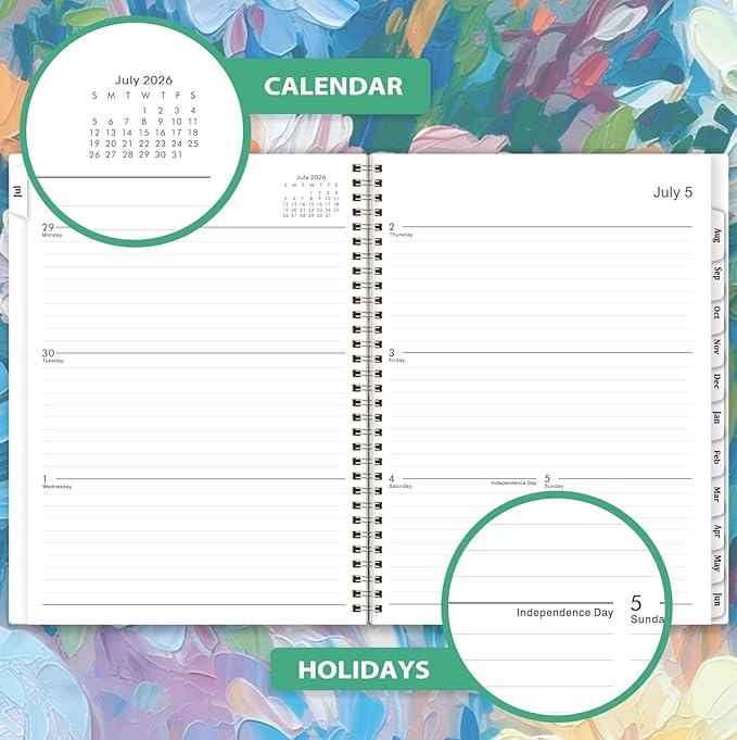 Planner 2026-2027 - 2026-2027 Planner Weekly and Monthly, July 2026 - June 2027, 8.5" x 11", Academic Planner 2026-2027 with Marked Tabs, Back Pocket, Perfect Daily Organizer - Floral