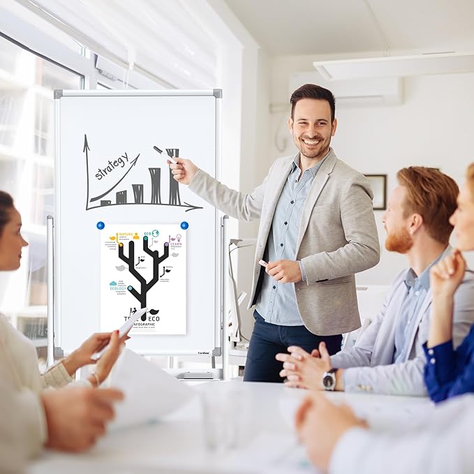 Mobile Dry Erase Board on Wheels - TANKEE 40 x 24 Magnetic Double Sided Whiteboard Easel, Large Reversible Rolling White Board with Aluminum Frame Standing for Office, Home, Classroom