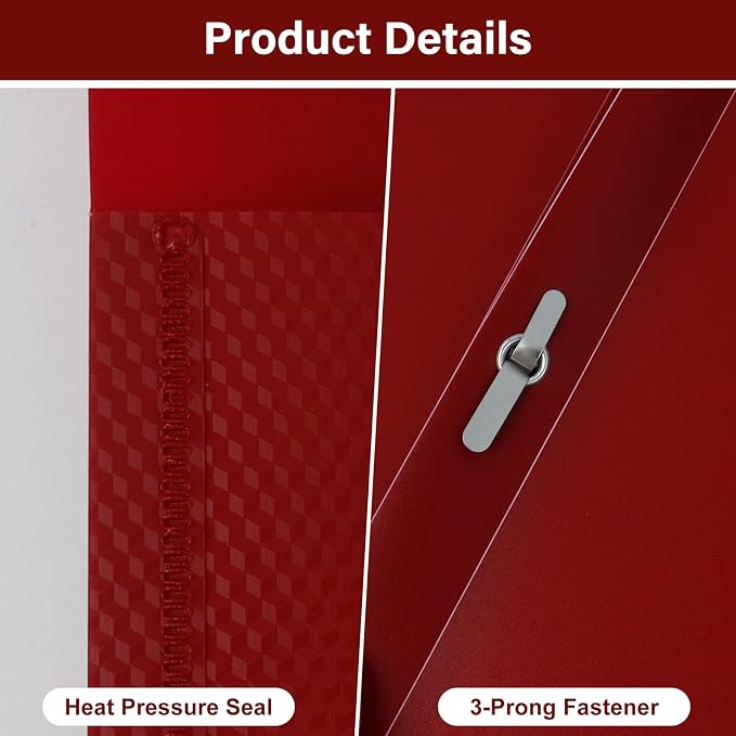 12-Pack Plastic Folders with Pockets and Prongs, 2-Pocket Folders with 3 Fasteners, Holds 8-1/2" x 11" Paper for School/Office/Home