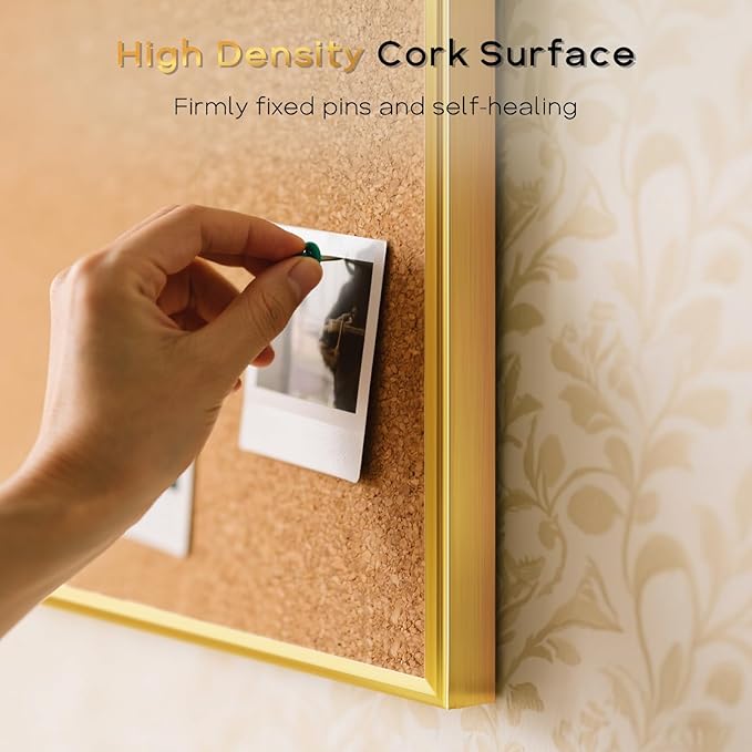 White Board Cork Board Combo, 36'' x 24'', Magnetic Dry Erase Board and Pin Board for Wall, Gold Aluminum Frame Bulletin Board for Home Office School with Accessories