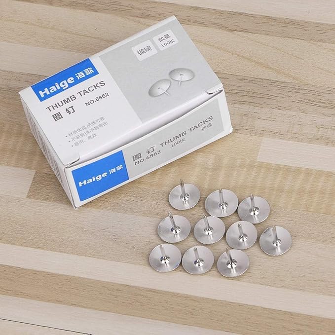 80 Pcs Flat Thumb Tacks Silver Thumb Nails Round for Head for Steel Point Push Pins for Photo Map Bulletin Board C Pins Push Pins Pin Thumb Tacks Cork Board Pin Tape, Adhesives and Fasteners