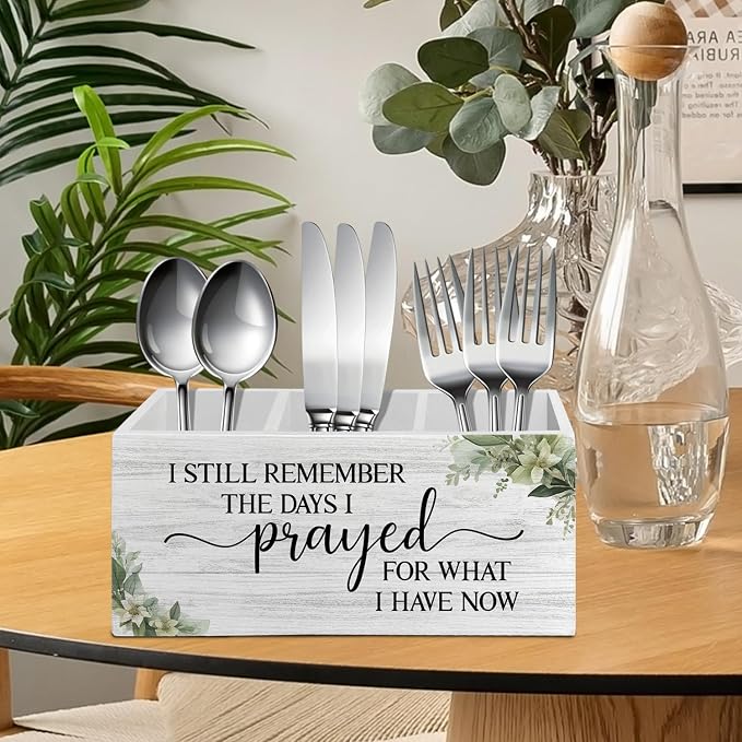 Inspirational Christian Pen Pencil Holder Organizer for Desk Accessories, Bible Verse Religious Wooden Box Sign Desk Decor for Home Office Decoration, Inspirational Christian Gifts for Women