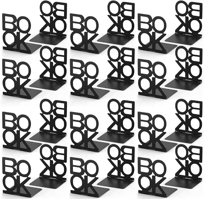 Book Ends,12 Pair Bookends Metal Bookend (Folding Book Ends 12 Pair)