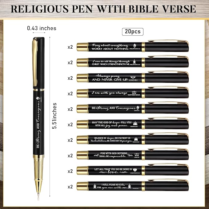 Spakon 40 Sets Father Day Church Gifts Bulk Mens Christian Mini Bible Verse Wooden Keychains Scripture Religious Pens with Cross Prayer Bookmarks Faith Gifts for Women Dad Pastor Sunday School