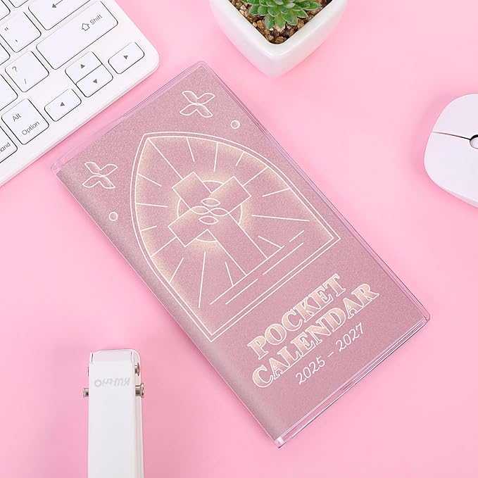 KONVINIT Christian Pocket Calendar 2025-2027, Monthly Planner 2025-2027 - 3.7" x 6.7" - Runs from July 2025 Until December 2027, Pocket Calendar 2026 with PVC Cover for Office, School & Home Supplies