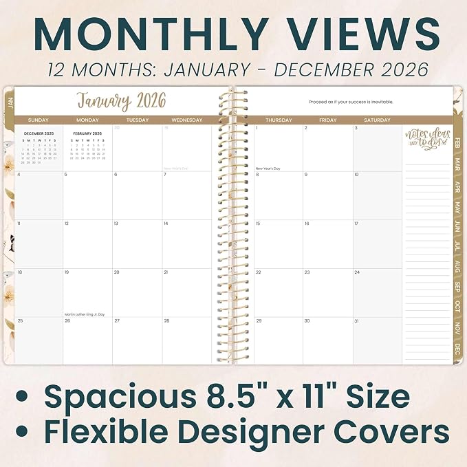 bloom daily planners 2026 Planner (January to December) - 8.5” x 11” Weekly & Monthly Dated Agenda Organizer Book with Stickers & Tabs - Flexible Soft Cover - Butterfly Garden