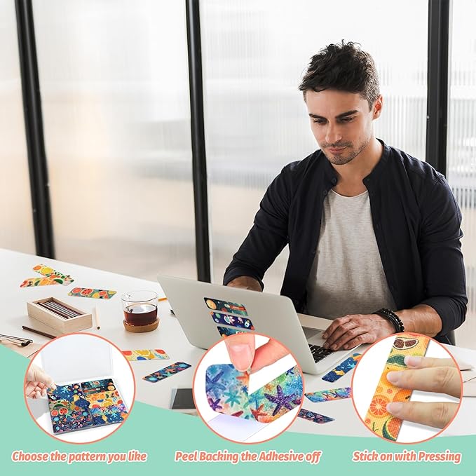 120 Pieces Anxiety Sensory Stickers with 2 Textured Stickers - Desk Fidget and Calming Stickers with Storage Box for Adults & Teens - Anxiety Relief Sensory Strips (Cartoon)
