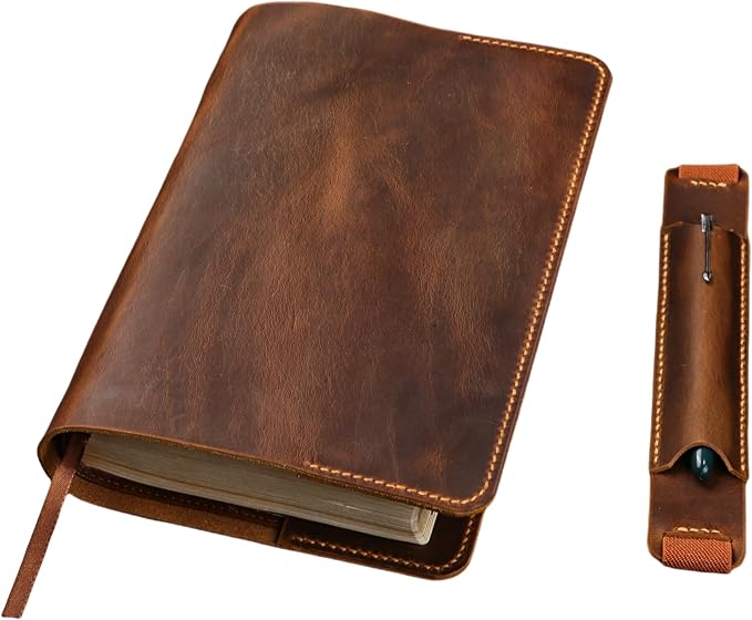 Personalized Leather Bible cover case for KJV Compact LP Editions bible,Compact Size Bible, Custom leather holy bible case Christian gifts for men women(6.7" x 4.7" x 1.5" With Pen Sleeve)