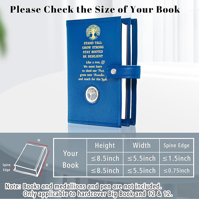 LParkin Double AA Big Book Cover with Coin Holder, PU Leather AA Book Covers for Hardcover, Fits Big Book and 12 Steps & 12 Traditions, Premium Design Like a Tree Cover