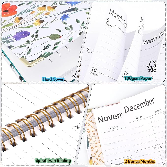 2026-2027 Planner, Weekly and Monthly Planner, July 2026-June 2027, Calendar Planner A5 (6.1" x 8.4") with Tabs, Inner Pocket for Home School Office Supplies, Red Flower