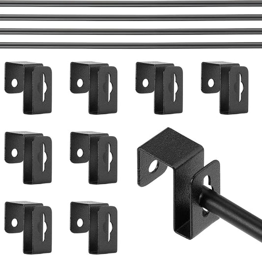 4 Set 12 Pcs Black Metal Hanging File Bracket Clips 8 Hanging Rail Clip 4 File Cabinet Rails Fits 1/2 Drawer Side Document Folder Frame Document Hangers for Cabinets Storage
