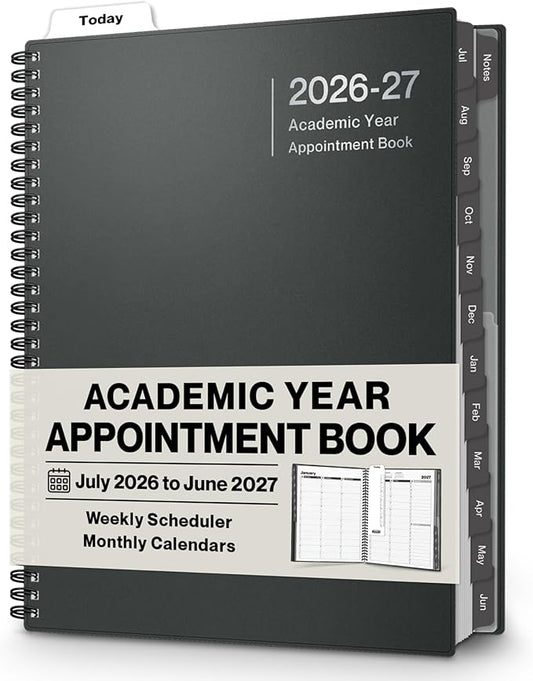 Dunwell 2026-2027 Appointment Book 8.5 x 11, July 2026 to June 2027, 15-Minute Hourly Schedule Planner with Laminated Tabs, Daily Professional Agenda